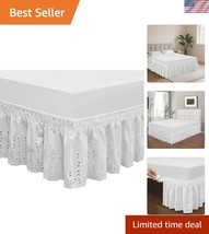 Adjustable White Bed Skirt with 18-Inch Drop - Easy On/Off for Queen/King - $728.59 MXN