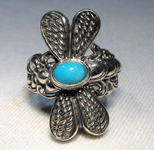 Sleeping Beauty Turquoise Dragonfly Sterling Silver Ring Sz 6 C972 SAM PIECE - £37.93 GBP