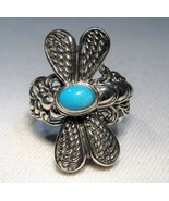 Sleeping Beauty Turquoise Dragonfly Sterling Silver Ring Sz 6 C972 SAM P... - £37.20 GBP