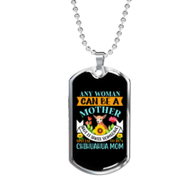 Mother Chihuahua Mom Necklace Stainless Steel or 18k Gold Dog Tag 24&quot; Chain - £37.33 GBP+
