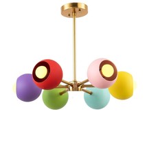 Multicolored Eyeball Shade Brass Sputnik Chandelier 6 Arm Retro Ceiling Light - £150.79 GBP