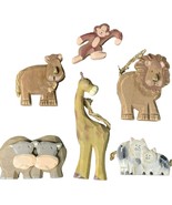 Circus Zoo Animal Figurines Wooden Hand Carved &amp; Painted Folk Art 6 Pcs (B) - $480.31 MXN