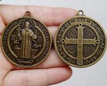 Saint Benedict St Exorcism Protection Medal Cross Catholic Bronze Pendant - $18.99