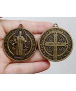 Saint Benedict St Exorcism Protection Medal Cross Catholic Bronze Pendant - £14.20 GBP