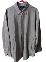 Ralph Lauren Button Down Striped Shirt Men Size 17  34 35 Blue White Long Sleeve - £12.67 GBP