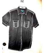 Roar Black Signature Short  Sleeve Button Up Shirt Size Medium - $1,176.20 MXN