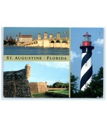 Vintage Bridge Lions Lighthouse San Marcos St Augustine FL Postcard - €6,01 EUR