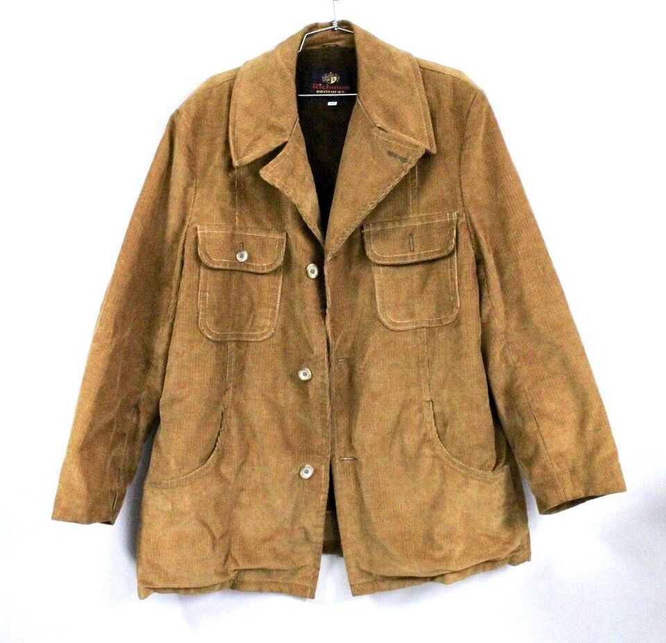 Vtg Richman Brothers Coat Corduroy lined Jacket mens 44 Large 1970s Hippy - $84.68