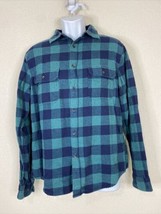 Goodfellow Men Size M Green/Blue Check Button Up Shirt Long Sleeve - £5.97 GBP