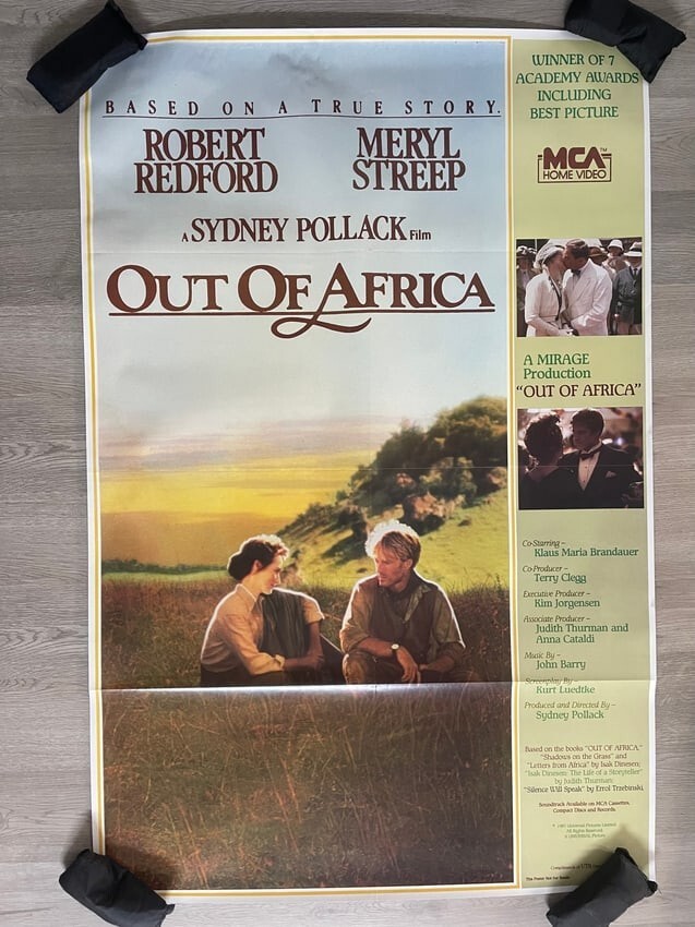 Original 1985 “Out of Africa” Movie Poster 37”x 24.5” MH - $11.18