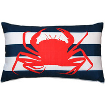 Red Crab Nautical Throw Pillow 12x19, with Polyfill Insert - £31.75 GBP