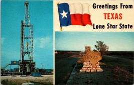 1968 Texas Panhandle Postcard Greetings From Texas Lone Star State Oil Drilling - £10.74 GBP