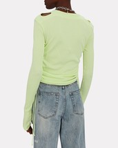 Helmut Lang Base Double Rib Shoulder Cut Out Ruched Side Tie Top XS NWT - £83.93 GBP