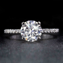 1.85Ct White Round Cut Moissanite Engagement Ring Solid 14k White Gold Size 5.5 - $272.18