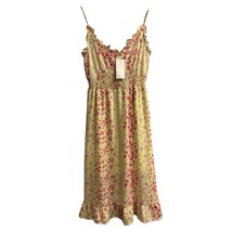Sienna Sky Y2K Dress L Green Pink Floral Babydoll Chiffon Smock Maxi Hom... - $27.28