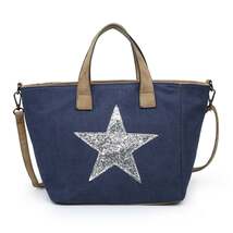Navy Canvas Handbag with Silver Star - $43.95