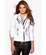 Women&#39;s Genuine Real Leather Motorcycle Slim fit Designer Biker Jacket -... - $94.96 CAD+