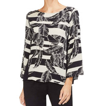 Vince Camuto Womens Printed Bell Sleeve Blouse,Black/White,Small - £36.73 GBP