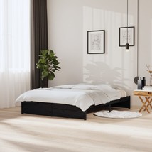 Bed Frame Black Solid Wood 150x200 cm King Size - £110.16 GBP