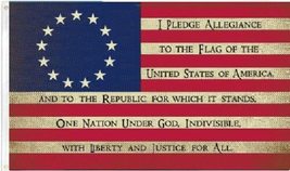 3X5 Betsy Ross 1776 Pledge Of Alligiance Patriotic Vintage Tea Stained Flag - £6.85 GBP