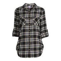 No Boundaries Women&#39;s Juniors 3/4 Sleeve Plaid Flannel Shirt Size X-Smal... - £6.18 GBP