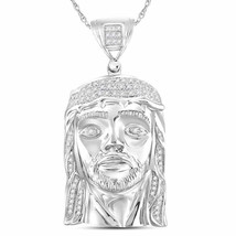 Sterling Silver Mens Round Diamond Jesus Face Christ Charm Pendant 1/4 Cttw - £150.44 GBP