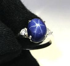 Classic Blue Star Sapphire Ring Gemstone 925 Sterling Silver Ring Handmade Ring - $56.00