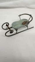 VintageCollectable Marjolein Bastin blue wood &amp; metal sled with bird by Hallmark - £23.15 GBP