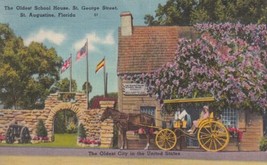 St. Augustine Florida FL Oldest School House Horse Carriage 1954 Postcard A25 - £2.39 GBP