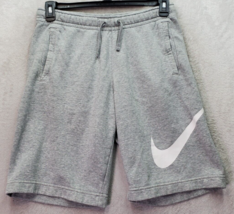 Nike Shorts Men&#39;s Small Gray Fleece Pockets Elastic Waist Drawstring Swoosh Logo - £14.50 GBP