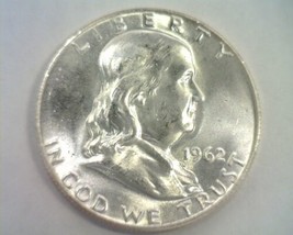 1962 Franklin Half Dollar Choice Uncirculated Ch. Unc. Nice Original Coin - £18.11 GBP