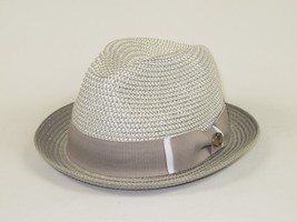 Men's Bently Soft Fedora Briad Straw Hat Stingy Brim Gino Gi217 Silver Gray image 5