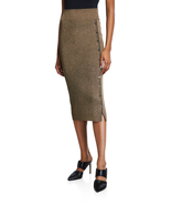NWT Jonathan Simkhai Ribbed Metallic Knit Button Side Stretch Pencil Ski... - €196,63 EUR