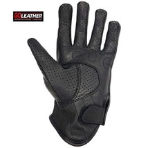 MOTORCYCLE PERFORATED LEATHER GLOVE RUBBER SPORTY KNUCKLES GO24 - $35.95