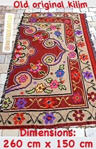 Old  Albanian traditional carpet kilim multicolor carpet rug-260 cm x 150 cm-rr - £139.18 GBP