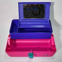 Vintage Caboodle Makeup Case Tray Mirror Purple Pink Model 2632 USA Lipstick 124 - £18.51 GBP