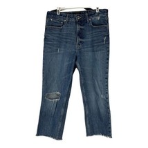 Free Assembly Women&#39;s Super High Rise Straight Cropped Distressed Jeans Size 12 - £19.10 GBP