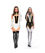 Black white Nun Costume Adult Women Cosplay Hoodie Sexy Sister Dress Out... - €29,51 EUR