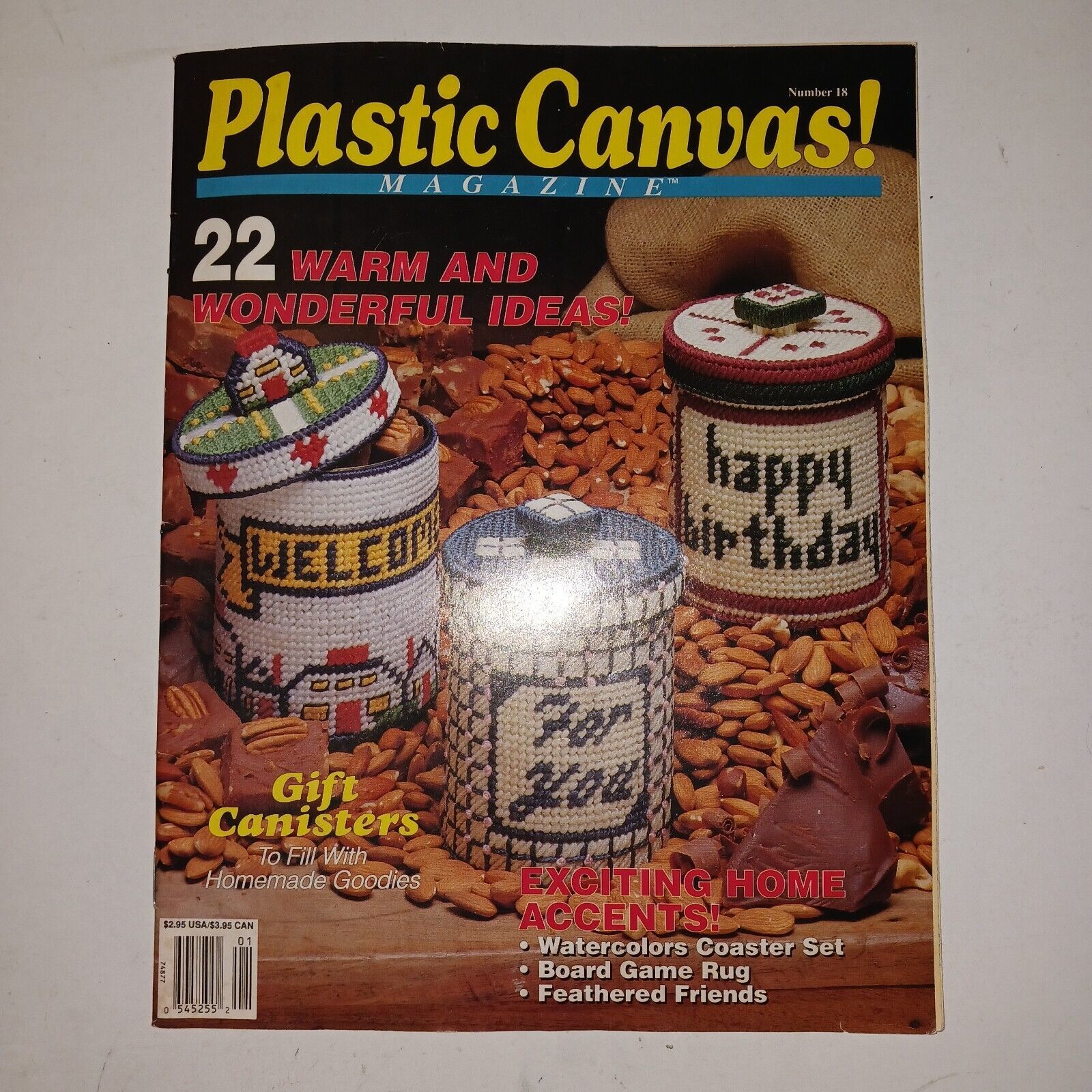 Needlecraft 22 Designs Gift Canisters More Plastic Canvas Magazine Number 18 - $9.50