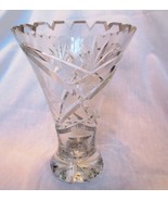 Lausitzer Hand cut lead Crystal Vase Etched grapes leaf 24% lead Germany - £15.72 GBP