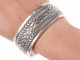 7 1/8&quot; Navajo Richard Begay Heavy stamped sterling silver bracelet - £321.69 GBP