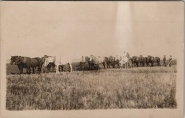 Cando North Dakota RPPC Farming Three Five Horse Team Plowing Outfit Postcard X5 - £23.47 GBP