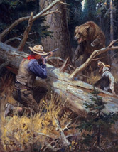 Framed canvas art print giclee Dangerous Sport Bear hunting western - £30.92 GBP+