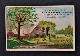 1880 antique ADAMS &amp; BROTHER wilmington de victorian card TOYS DOLLS FAN... - £38.47 GBP
