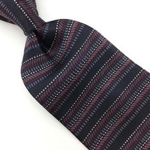 Van Heusen Usa Tie Brown Gray Black Silk Necktie Stripes Dots Men Geometric #I21 - £12.47 GBP