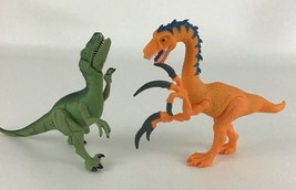 Prehistoric Dinosaur Figures 2pc Lot Lights Sounds Roaring Raptor Velociraptor - £13.38 GBP