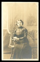 Vintage RPPC Postcard Kenworthy Studio Portrait Lady Mourning Dress Manchester - £11.67 GBP