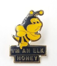 VTG Bumble Bee I&#39;m An Elk Honey Elks BPOE Fraternal Gold Tone Enamel Lapel Pin - £9.77 GBP