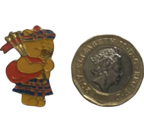 Teddy bear playing pipes￼  Pin Badge - $4.17