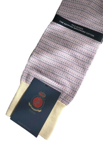 Primary image for Punto Mens Dress Socks Egyptian Cotton 10-13 Stripe Made Italy Pink Purple Beige